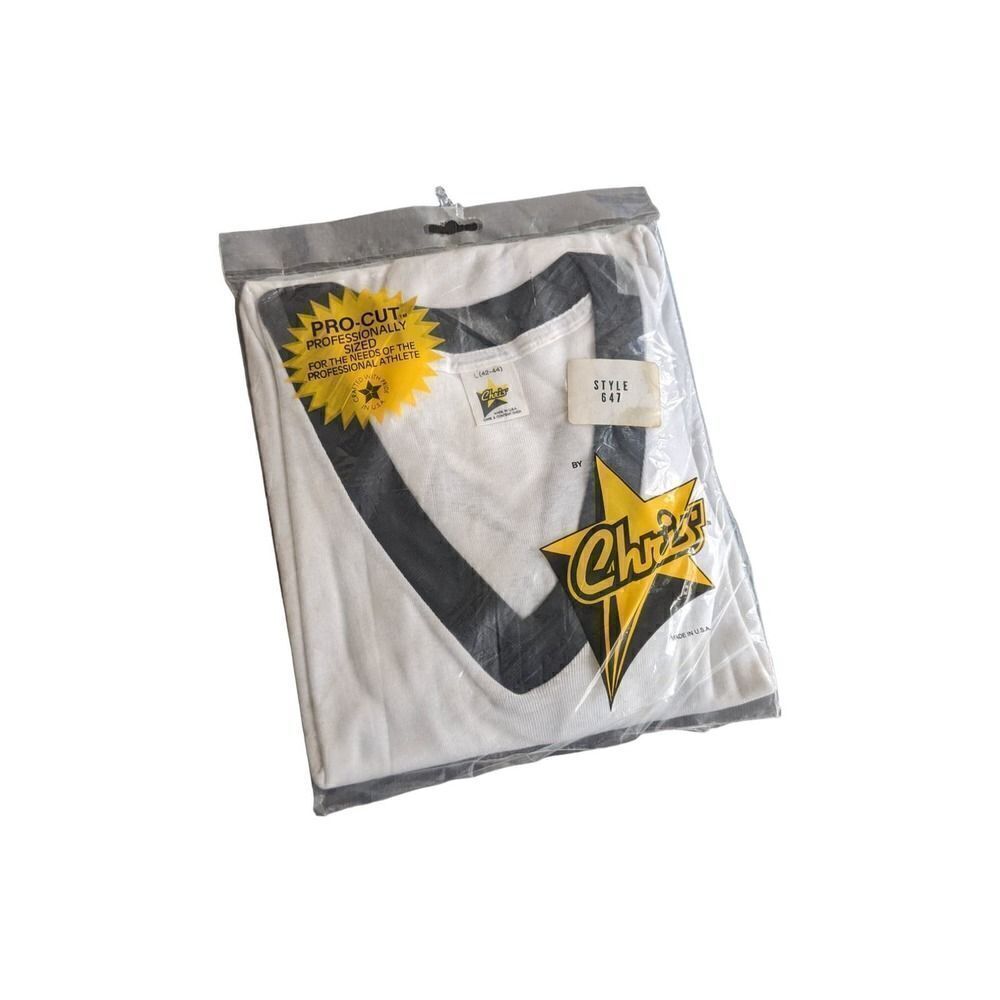 Chris's Pro Cut 3/4 Sleeve Vintage Blank Baseball T Shirt USA‎ Black White Large